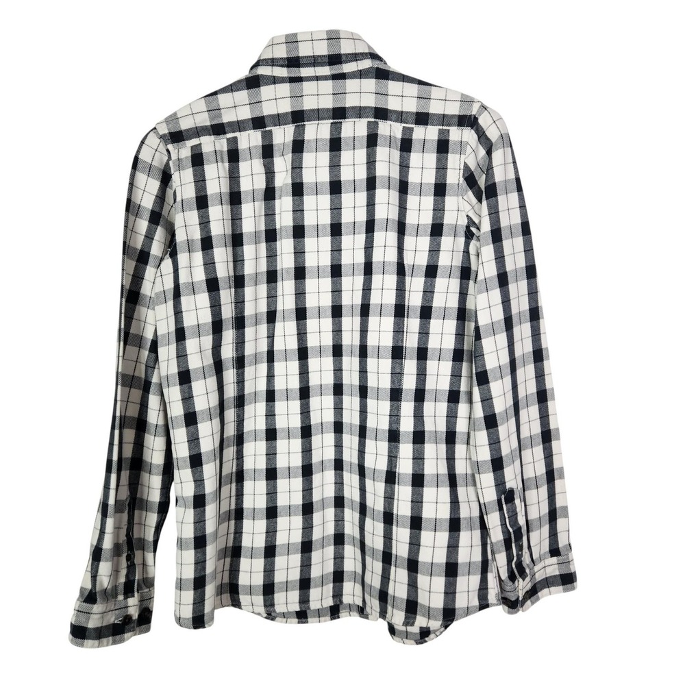 FILSON Alaskan Guide Shirt Womens Medium Cream Black Plaid Flannel Button Front - Picture 3 of 12